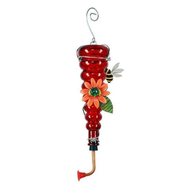 Sunset Vista Designs Red Bottle Whispering Wings Bees Hummingbird Feeder SV90495